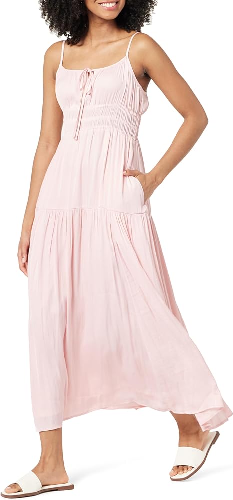 The Drop Women's Tavia Tie-Front Tiered Maxi Dress